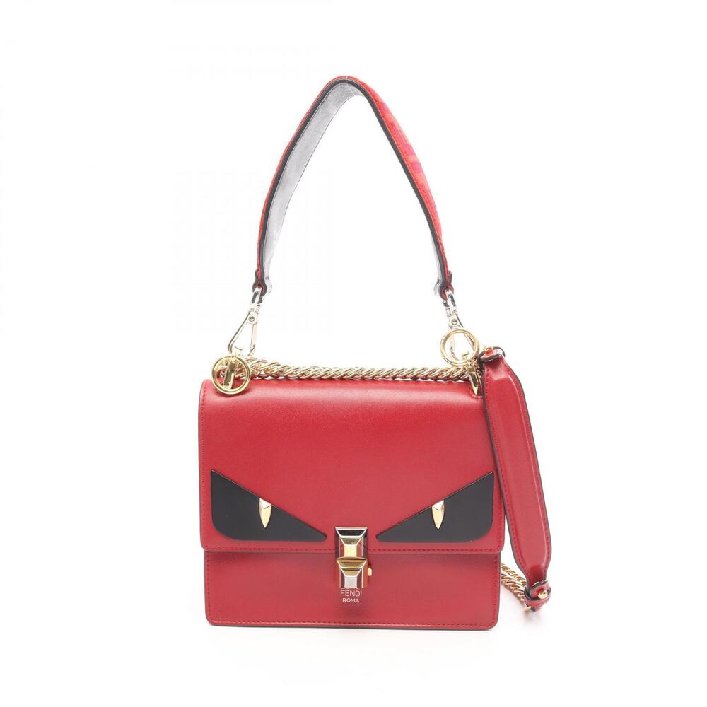 Fendi Kanai Monster Shoulder Bag Leather Red Black